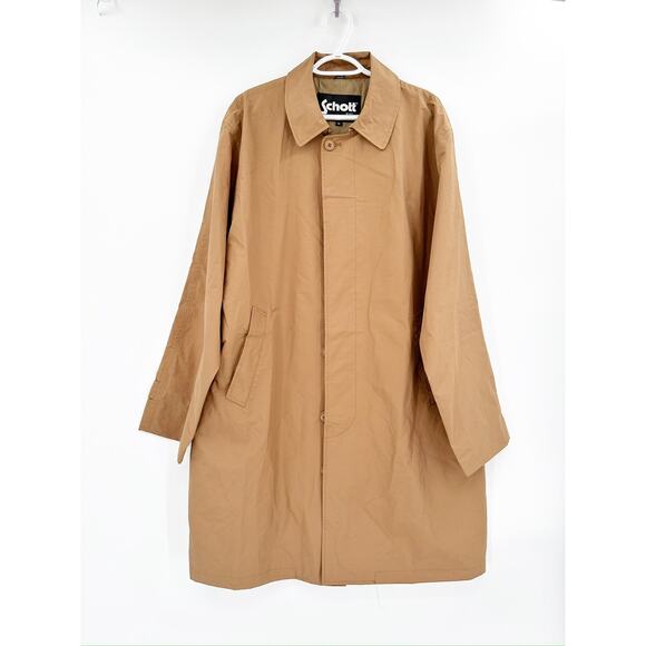 Schott NYC Chesterfield Raincoat Khaki Rain Jacket Size XL - Picture 2 of 8